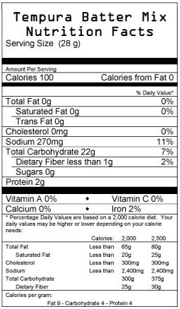 Tempura Batter Mix Nutrition